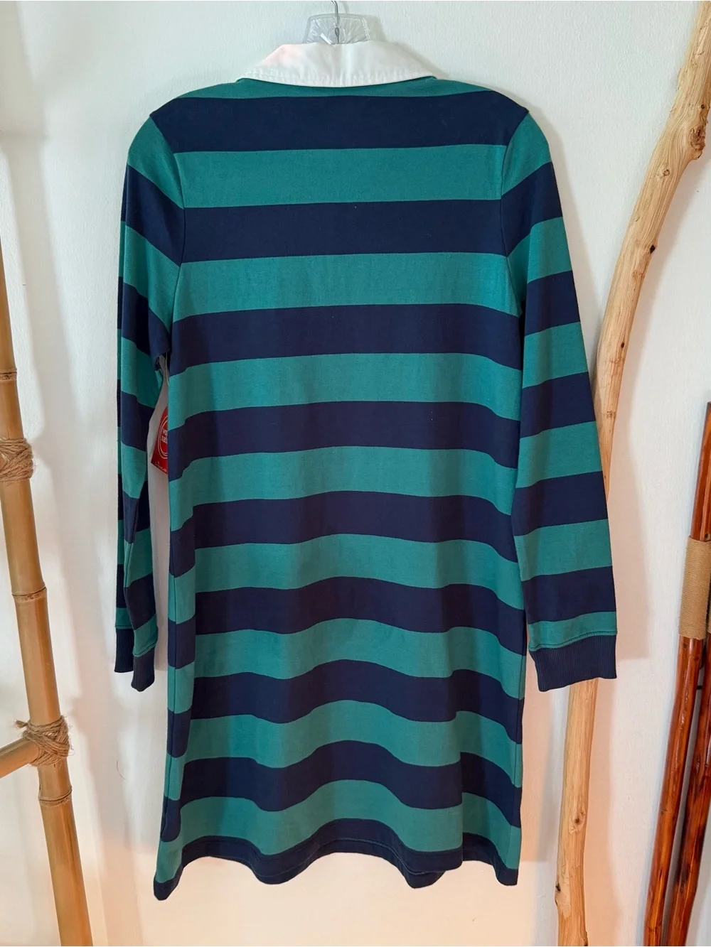 NEW, Y2K Girls Striped Rugby Polo Dress, Long Sleeve, Size XXL (18)